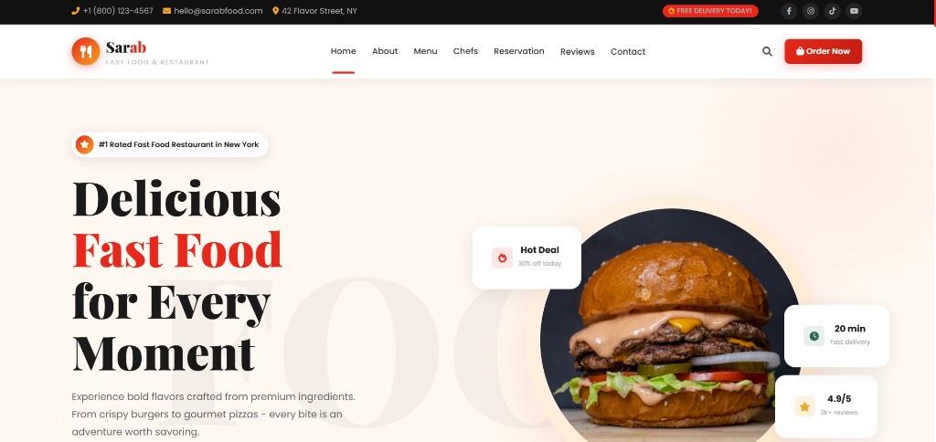 Giao diện mẫu web nhà hàng